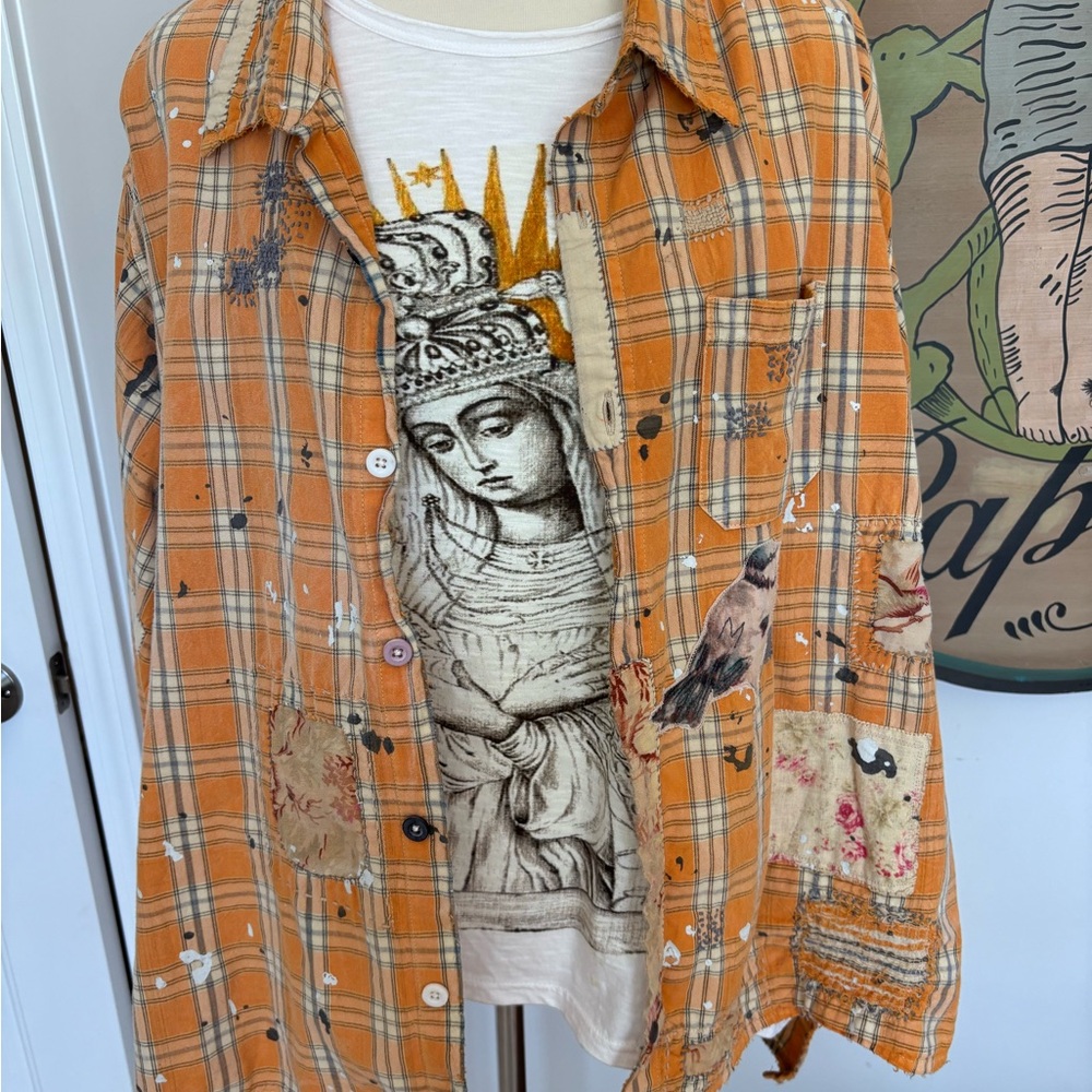 Boho Graphic Print White Long Sleeve Top